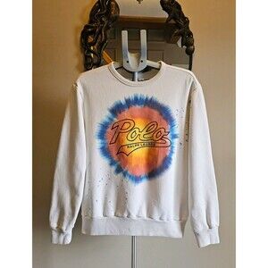 Polo Ralph Lauren Tie-Dye Sweatshirt Logo Fleece Crewneck White Mens M $198